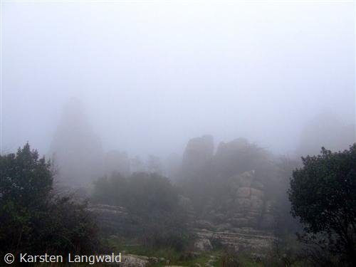El Torcal bei Nebel Im Winter